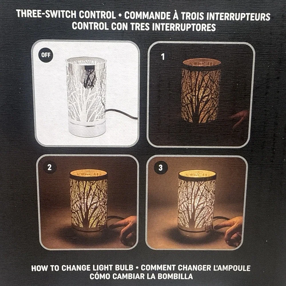 Peterson Artwares Silver Garden Touch Lamp Essential Oil Diffuser and Wax Warmer